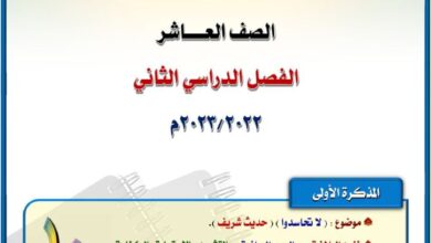 thumbnail of لغة عربية مذكرة المختار موضوع لاتحاسدوا للصف العاشر الفصل الثاني