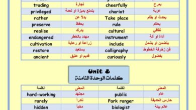 thumbnail of انجليزي الكلمات المقررة والتدريب عليها للصف السابع الفصل الثاني