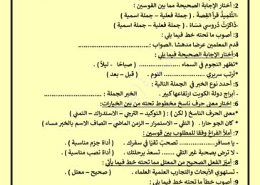 thumbnail of لغة عربية اختبار المسح التشخيصي للصف الثامن الفصل الثاني