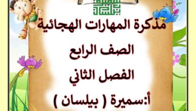 thumbnail of لغة عربية مذكرة المهارات الهجائية للصف الرابع الفصل الدراسي الثاني