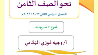 thumbnail of لغة عربية مذكرة نحو ا. وجيه للصف الثامن الفصل الثاني