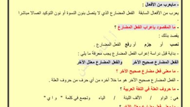 thumbnail of لغة عربية ملخص منهج النحو للصف السابع الفصل الثاني