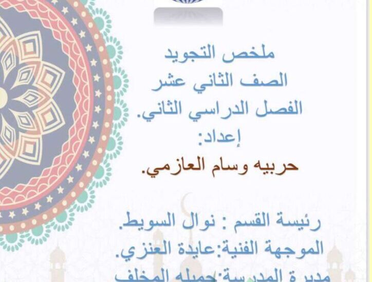 thumbnail of ملخص تجويد روعة للصف الثاني عشر الفصل الثاني