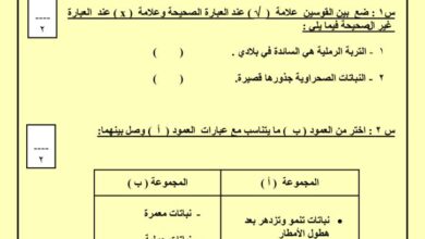 thumbnail of علوم اختبار تحديد مستوى على الوحدة الاولى للصف الثالث الفصل الثاني