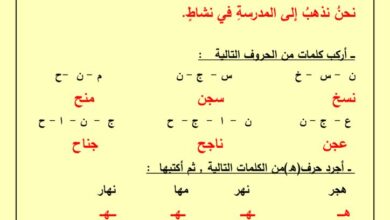 thumbnail of لغة عربية ورقة عمل مدرسة الرفعة النموذجية للصف الاول الفص الثاني [محلولة]