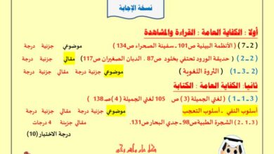 thumbnail of لغة عربية مذكرة المعالي الاختبار القصير(2) للصف الرابع الفصل الثاني