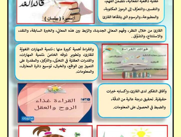 thumbnail of لغة عربية مشروع أهمية القراءة للصف الخامس الفصل الثاني