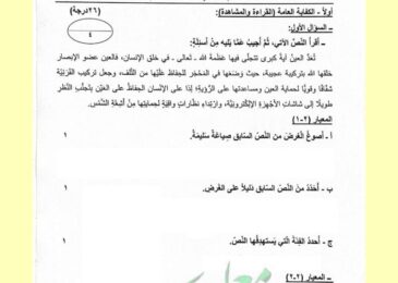 thumbnail of لغة عربية اختبار تعليم خاص 2023 للصف الثامن الفصل الثاني