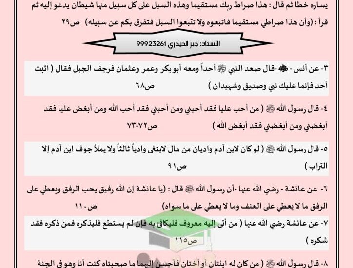 thumbnail of اسلامية الاحاديث المقرر حفظها للصف الثاني عشر الفصل الدراسي الاول