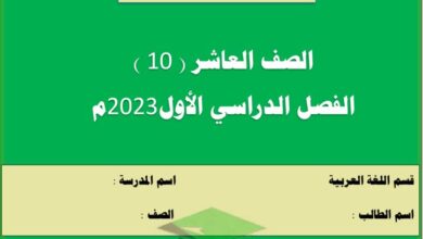 thumbnail of لغة عربية اوراق عمل [غير محلولة] للصف العاشر الفصل الدراسي الاول