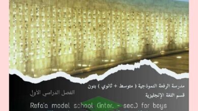 thumbnail of انجليزي مذكرة مدرسة الرفعة النموذجية كاملة للصف الثامن الفصل الدراسي الاول