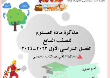 thumbnail of علوم مذكرة مدرسة اسماء بنت عميس للصف السابع الفصل الاول