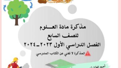 thumbnail of علوم مذكرة مدرسة اسماء بنت عميس للصف السابع الفصل الاول