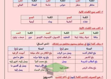 thumbnail of لغة عربية الثروة اللغوية كاملة ا. وجية للصف الثامن الفصل الاول