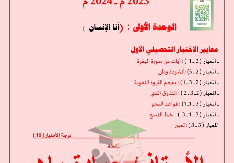 thumbnail of لغة عربية شرح الوحدة الاولى لغة عربية للصف الخامس الفصل الاول