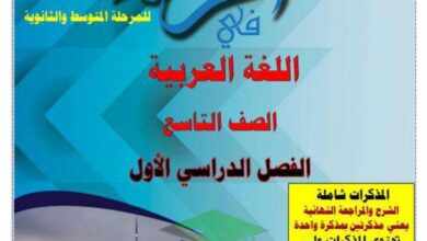 thumbnail of لغة عربية مذكرة اقرأ للصف التاسع الفصل الدراسي الاول