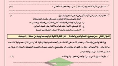 thumbnail of لغة عربية نماذج الاختبار القصير الاول للصف الثاني عشر الفصل الاول