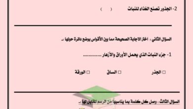 thumbnail of اختبار تجريبي علوم للصف الثاني الفصل الدراسي الاول