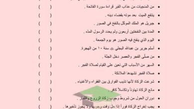 thumbnail of اسلامية مذكرة النجاح مراجعة نهائية [غير محلولة] للصف التاسع الفصل الدراسي الاول