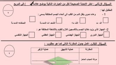 thumbnail of علوم اختبار تقييمي مدرسة بحرة للصف الخامس الفصل الاول