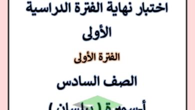 thumbnail of لغة عربية اختبار نهاية الفصل الدراسي الاول للصف السادس