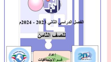 thumbnail of اجتماعيات اوراق عمل مدرسة التميز النموذجية للصف الثامن الفصل الثاني
