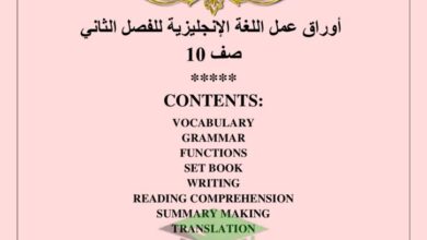 thumbnail of لغة انجليزية اوراق عمل شاملة روعة للصف العاشر الفصل الدراسي الثاني