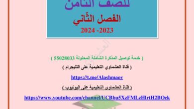 thumbnail of لغة عربية مذكرة العشماوي الثروة اللغوية للصف الثامن الفصل الثاني
