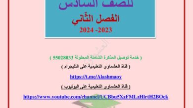 thumbnail of لغة عربية مذكرة العشماوي الثروة اللغوية للصف السادس الفصل الدراسي الثاني
