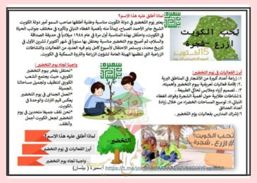 thumbnail of لغة عربية مشروع فكرة جميلة [التخضير في الكويت] للصف السادس الفصل الثاني