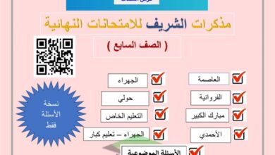 thumbnail of رياضيات مذكرة الاختبارات النهائية [غير محلولة] للصف السابع الفصل الثاني