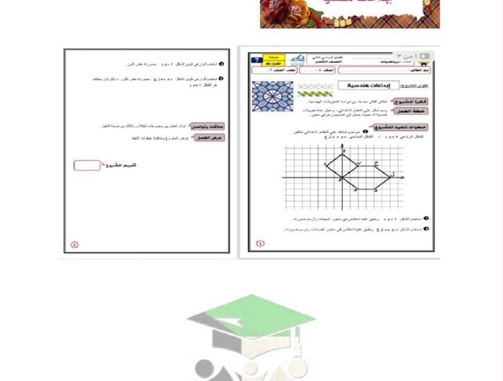 thumbnail of رياضيات مشروع ابداعات هندسية للصف الثامن الفصل الدراسي الثاني
