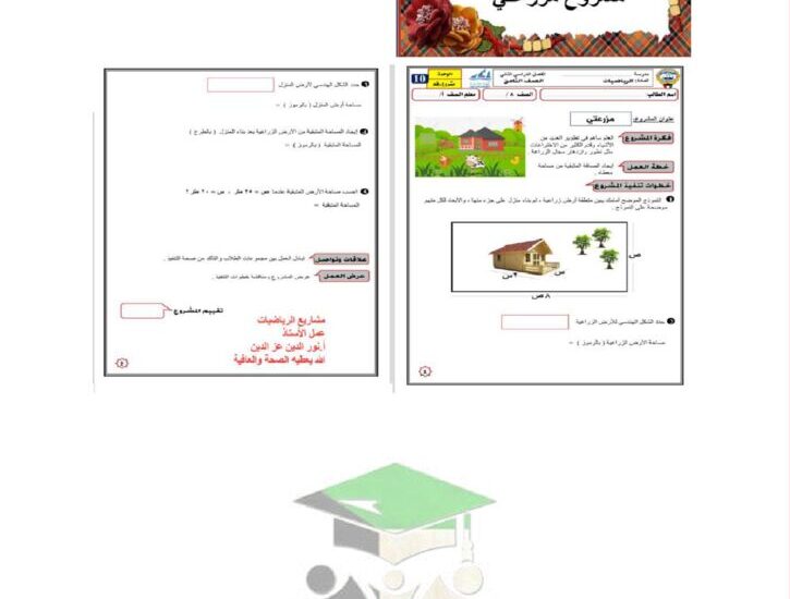 thumbnail of رياضيات مشروع مزرعتي الوحدة العاشرة للصف الثامن الفصل الثاني