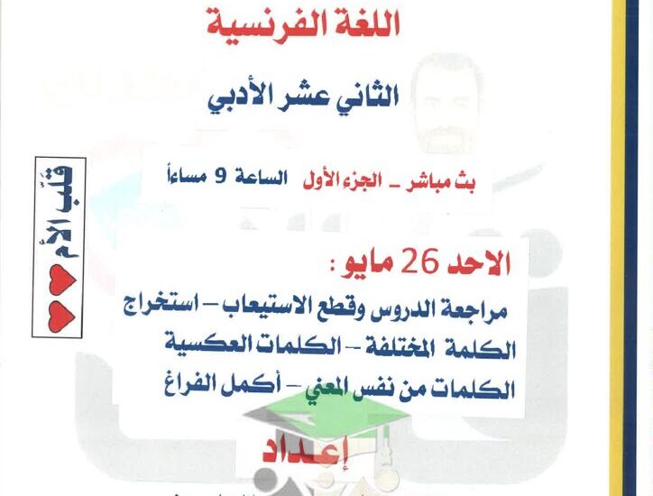 thumbnail of فرنسي مراجعة ليلة الامتحان مذكرة قلب الام الجزء (1) للصف الثاني عشر الفصل الثاني