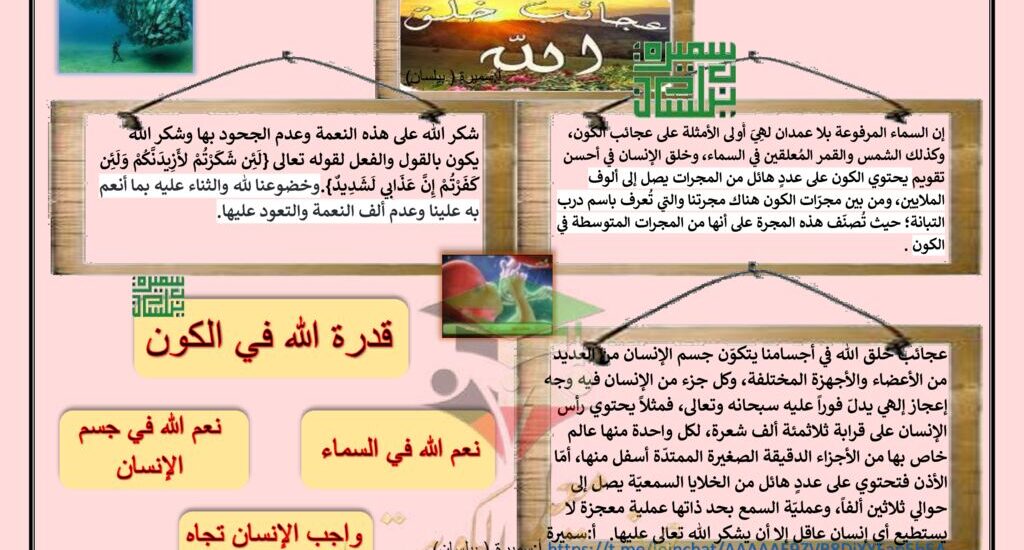 thumbnail of لغة عربية مشروع عجائب قدرة الله مع خريطة ذهنية للصف الثامن الفصل الثاني