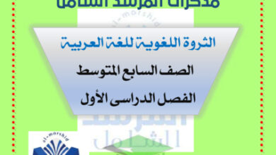 thumbnail of مذكرة عربي الثروة اللغوية الصف السابع الفصل الأول # المرشد الشامل