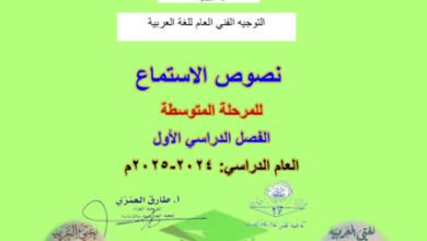 thumbnail of مذكرة نصوص الاستماع عربي للمرحلة المتوسطة الفصل الأول