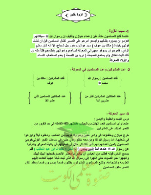 thumbnail of تقرير عن (غزوة حنين) إسلامية للصف التاسع الفصل الثاني