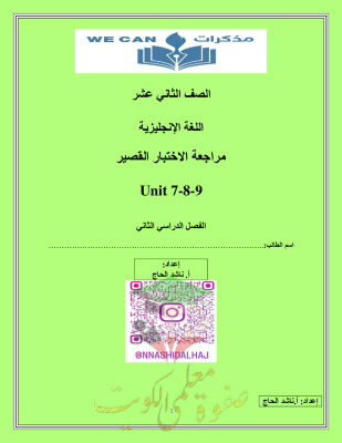 thumbnail of مراجعة الاختبار القصير انجليزي للصف الثاني عشر الفصل الثاني # ا. ناشد الحاج