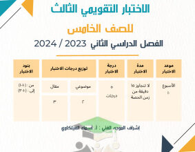 thumbnail of الاختبار التقويمي (3) رياضيات للصف الخامس الابتدائي الفصل الثاني