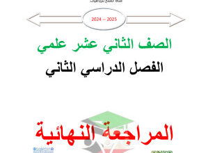 thumbnail of مذكرة الفلاح المراجعة النهائية رياضيات للصف الثاني عشر علمي الفصل الثاني