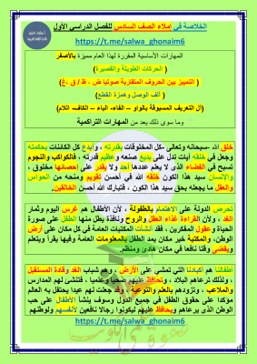 thumbnail of المنهج الجديد عربي للصف السادس الفصل الأول الخلاصة في الإملاء