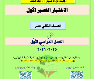 thumbnail of لغة عربية للصف الثاني عشر علمي الفصل الأول مذكرة العشماوي الاختبار القصير