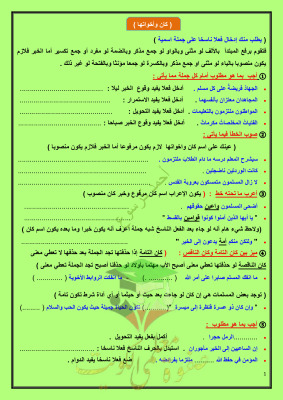 thumbnail of المنهج الجديد عربي للصف العاشر الفصل الأول المراجعة النهائية (نحو )