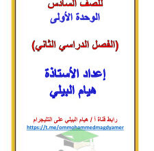 thumbnail of المنهج الجديد الثروة اللغوية الوحدة الأولى (سورة القصص) عربي للصف السادس الفصل الثاني أ. هيام البيلي