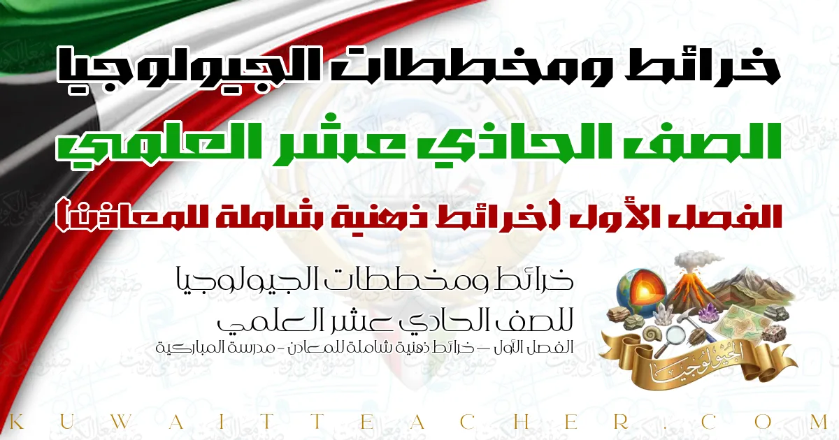 خرائط ومخططات الجيولوجيا للصف الحادي عشر العلمي الفصل الأول — خرائط ذهنية شاملة للمعادن – مدرسة المباركية
